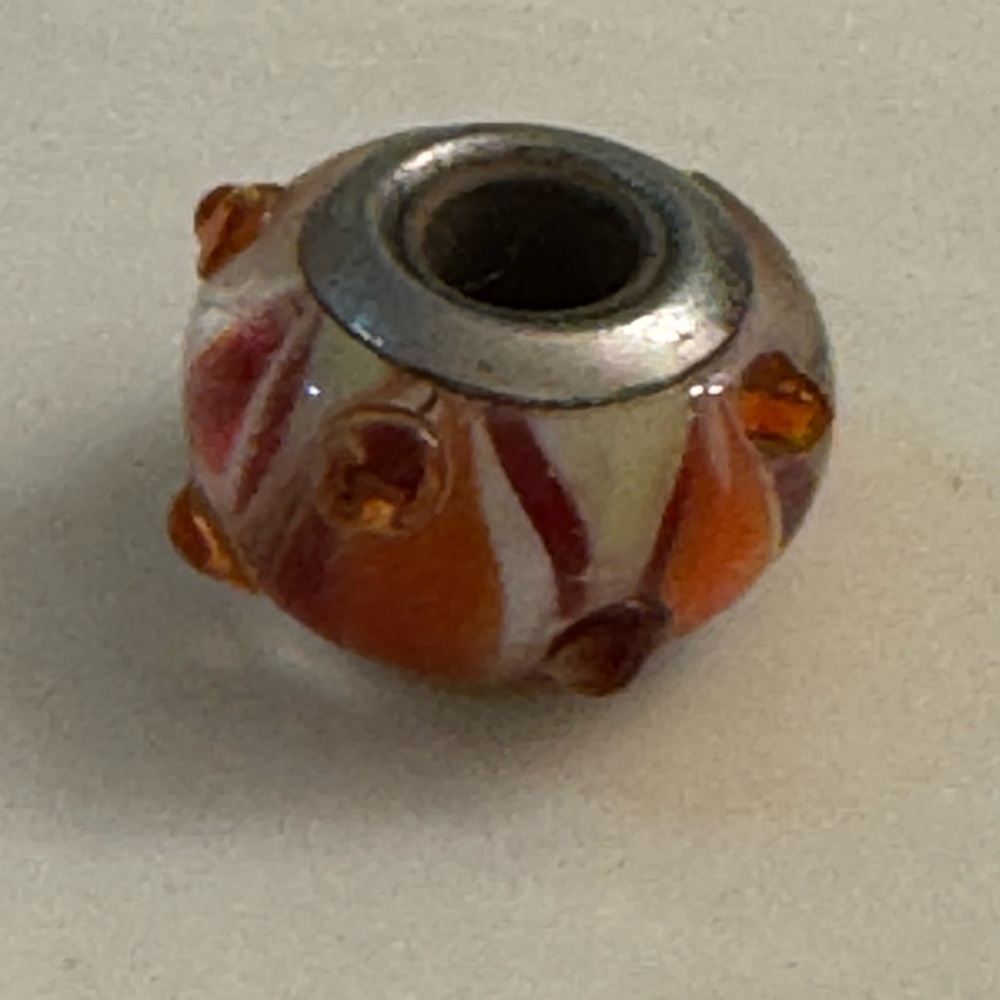 Pandora Orange and Red Charm Bracelet Bead